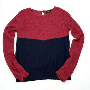 APC Rue Madama Paris Sweater Womens M Red/Blue Knit‎ Linen Blend Casual Classic